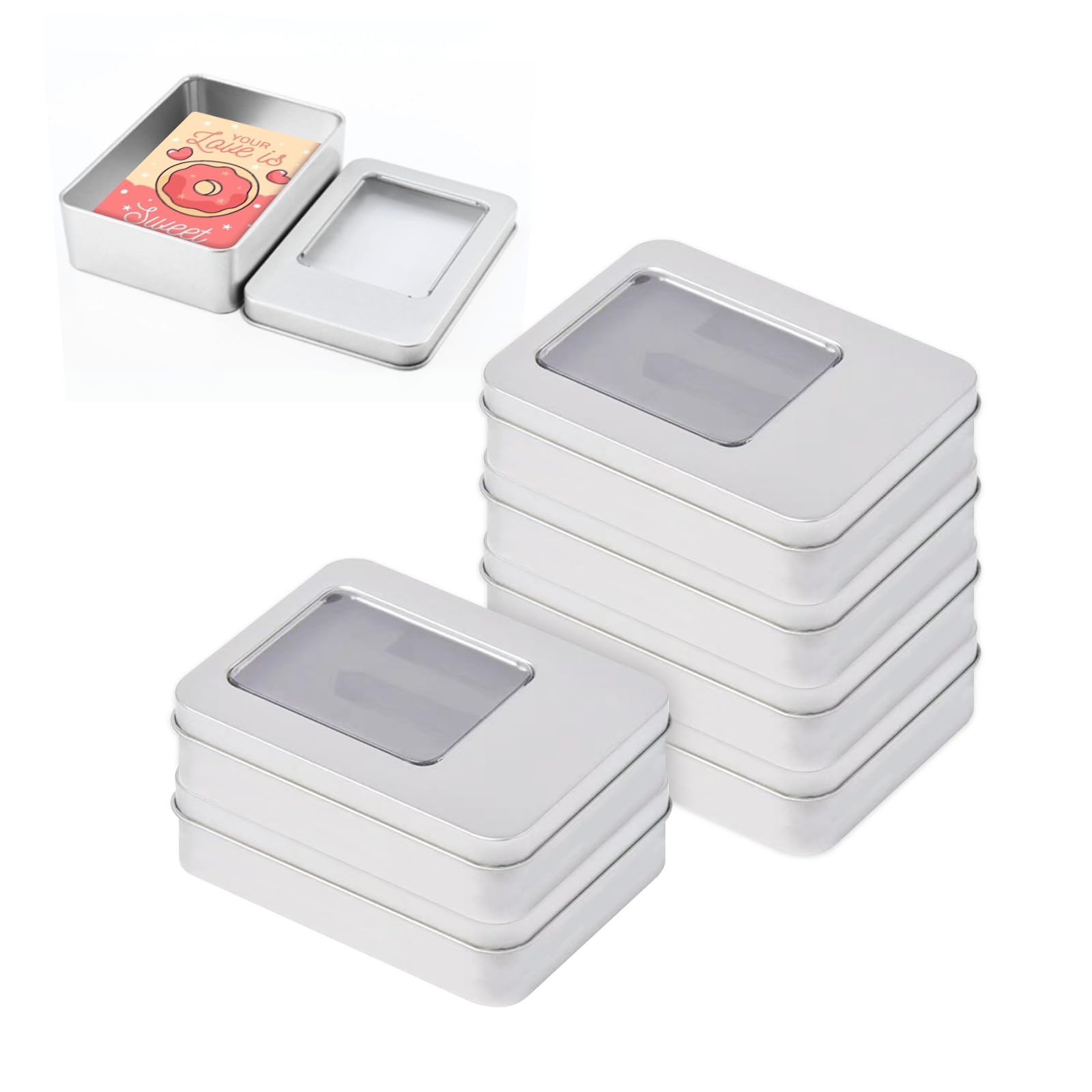 Amazon | seimeinoki ブリキ缶ケース カード収納 透明窓あり 6個セット