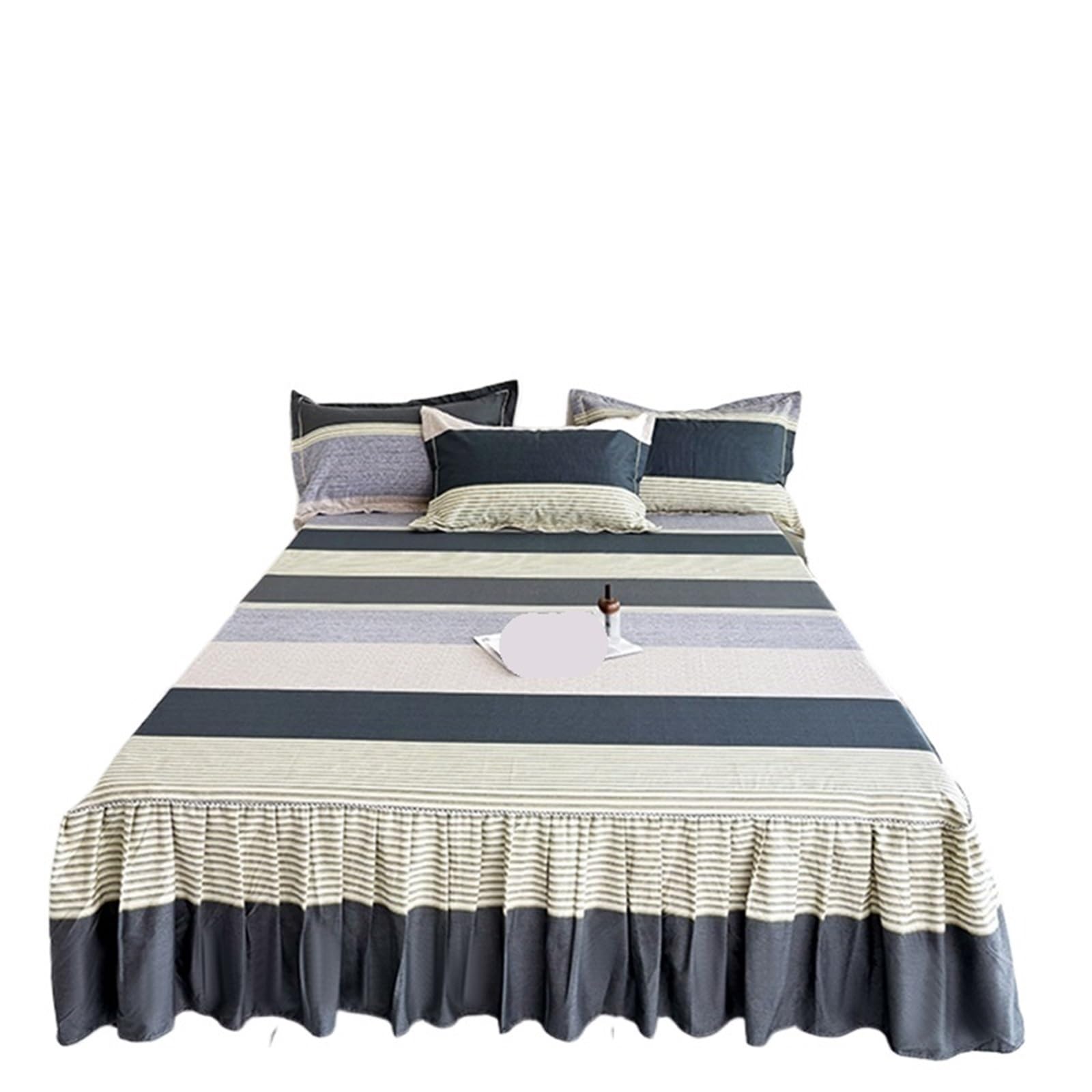 1pc Floral Style Bed Skirt Bedspread Cover Home Ruffles Linen Falda De Cama (No Pillowcase)(H,King 180x220cm 1pc)