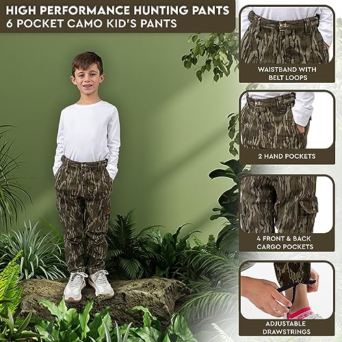 TrailCrest Youth Kids Camo Hunting Cargo Pants | 6 Pockets | Mossy Oak Break-Up Country™ (Improved Specs)2