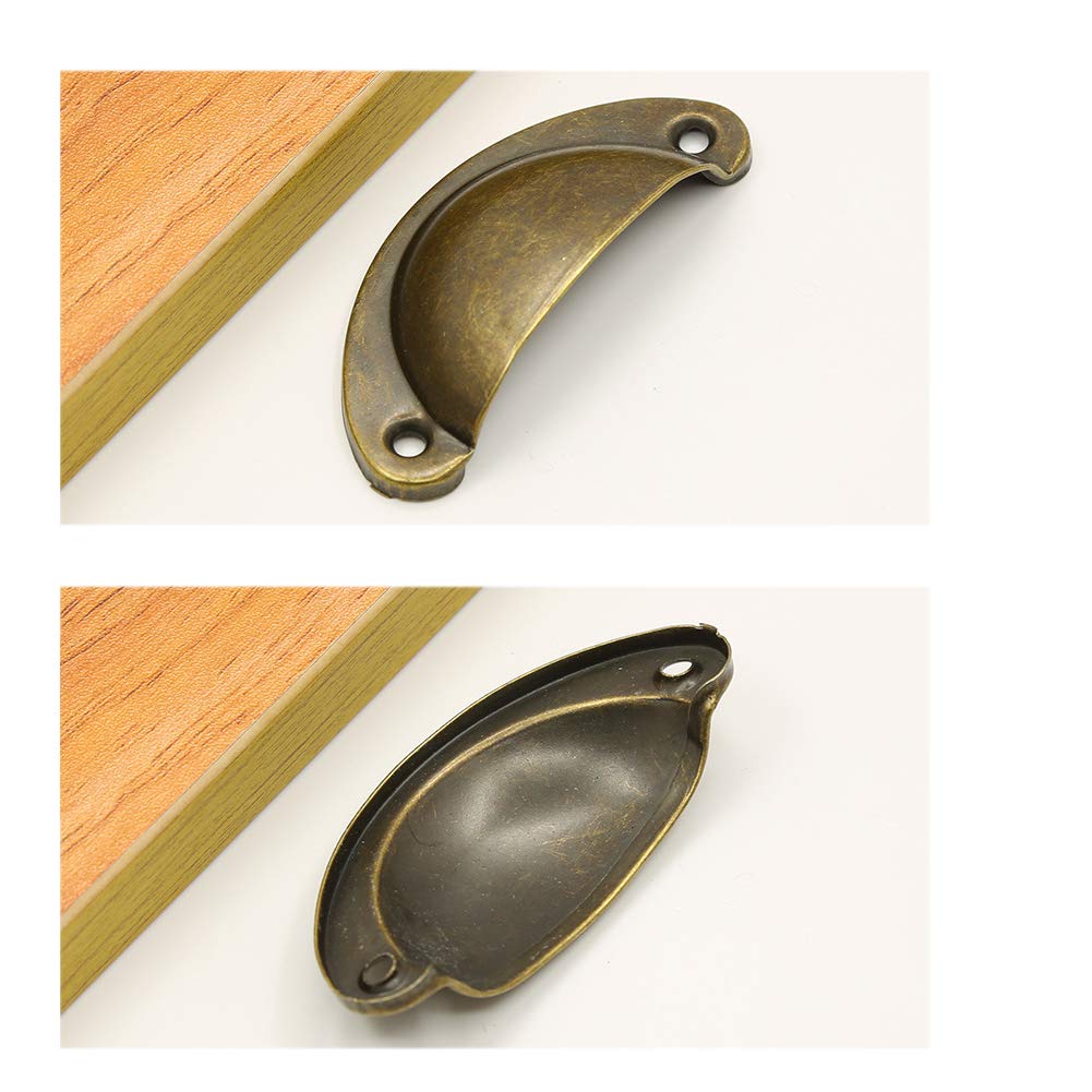 BOZONLI 12 Pack Retro Metal Kitchen Cupboard Drawer Cabinet Door Handles Knobs Furniture Handware Antique Bronze Shell Cup Pull Handle - Image 3