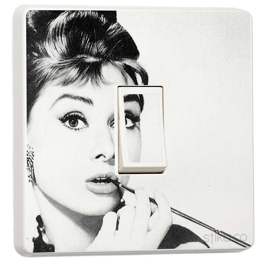 Stika.co Audrey Hepburn Decorative Pack Of 2 Audrey Hepburn Celebrity Decorative Design For Single Light Cover, Self-Adhesive Vinyl Skin Sticker