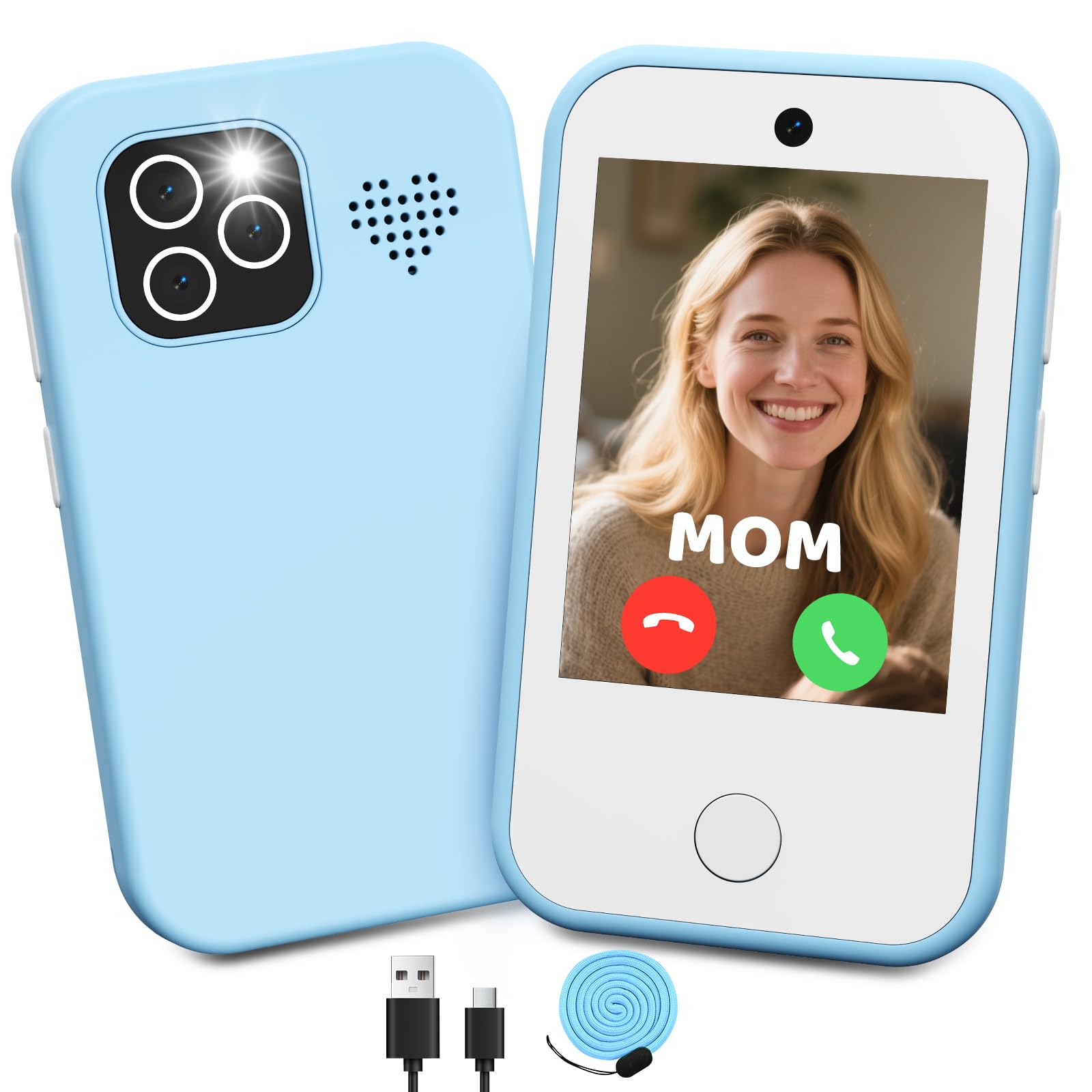 CHAKEYAKE Telefono per Bambini, Smartphone Bambini 4G Sbloccato con Chiamate, Touch Screen, Doppia Fotocamera, Giochi Educativi, Lettore Musicale, Regalo per Ragazzi e Ragazze 3-9 Anni, Blu