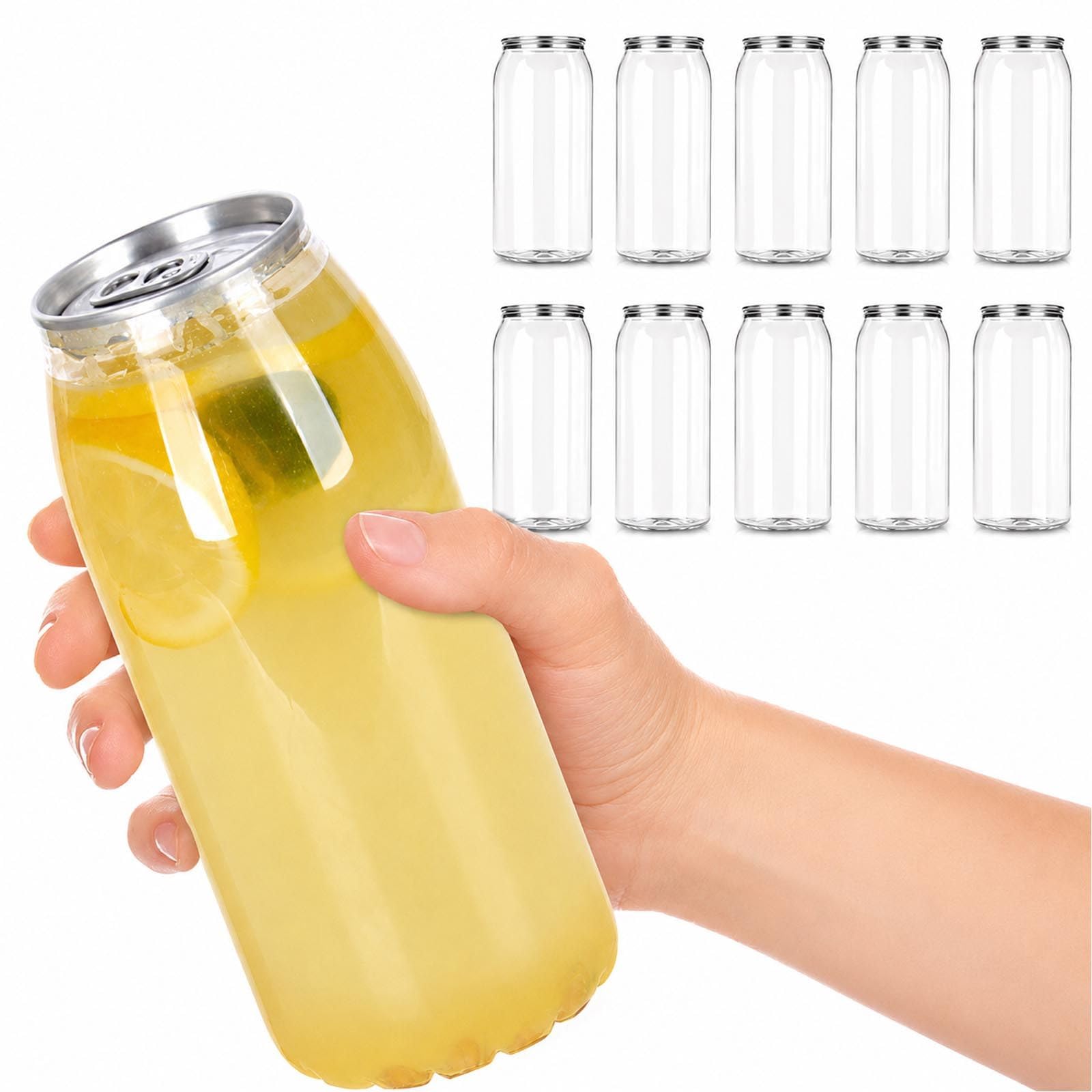 menglanchang 200 Pack Pet Can Sealer Cups With Aluminum Lids, Clear Plastic Beverage Cans For Juice Bars, Bubble Tea, Iced Coffee, Parties And Retail Drinks EasyPeelLid-650ml