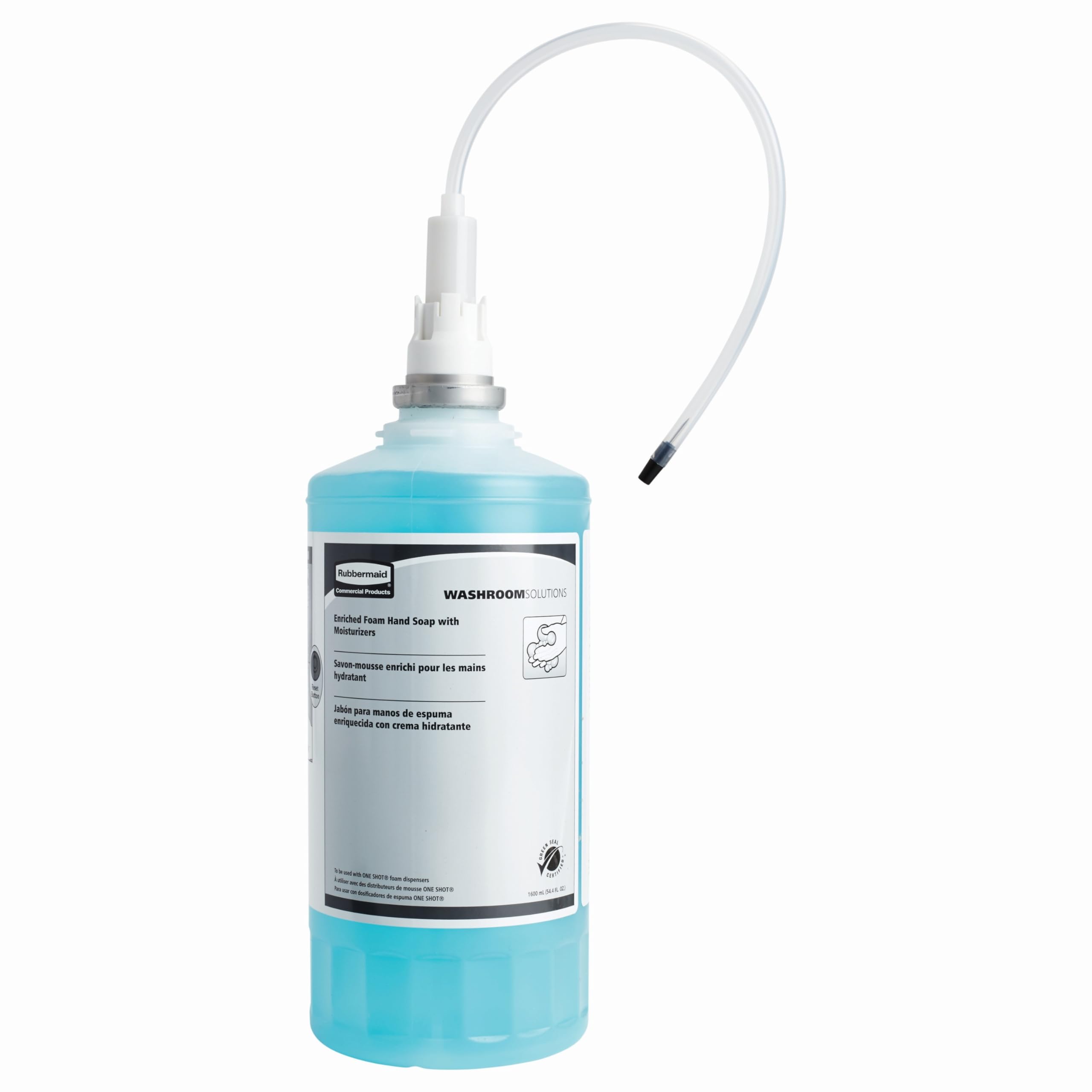 OneShot Moisturizing Foam Hand Soap Refill, 1600mL, Green Seal Certified, Compatible with RCP's Touchless OneShot Foam Dispensers, for Restrooms in Offices