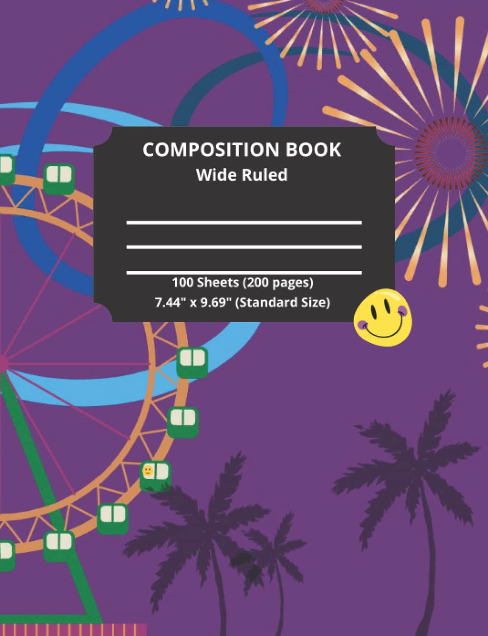 Composition Notebook Wide Ruled Lined Pages, Standard Size: 100 Sheets, 200 Pages, Designer Carnival Theme