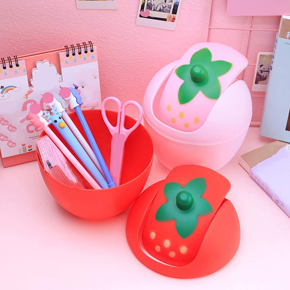 WEKAMOS Mini Mülleimer Erdbeer-Design - Süßer Desktop-Abfalleimer Für Schreibtisch