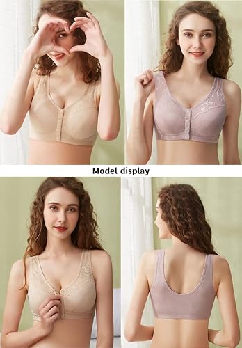 Miniatura 2 de Front Buckle Bra Buttons Full Coverage Bras,Comfort Front Close Sport Bra,Beautiful Back Breathable Lace Bras