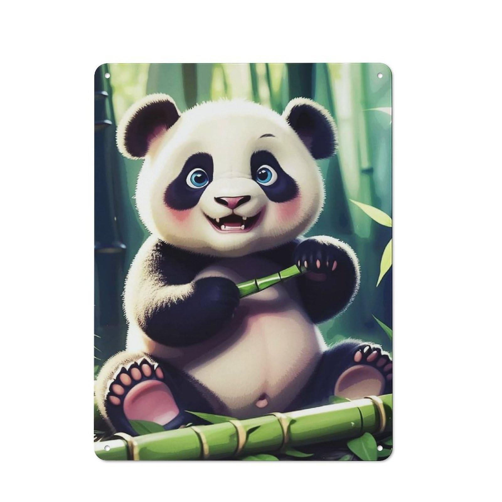 Baby Panda Vintage Tin Sign 40x30cm for Café Or Home Bar, with Clear Vintage Wall Decor Character