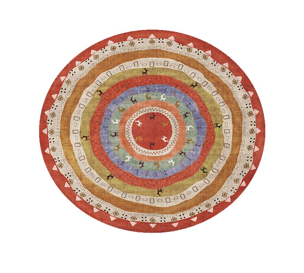 Tapis salon rond ethnique 100cm couverture sol maison douce