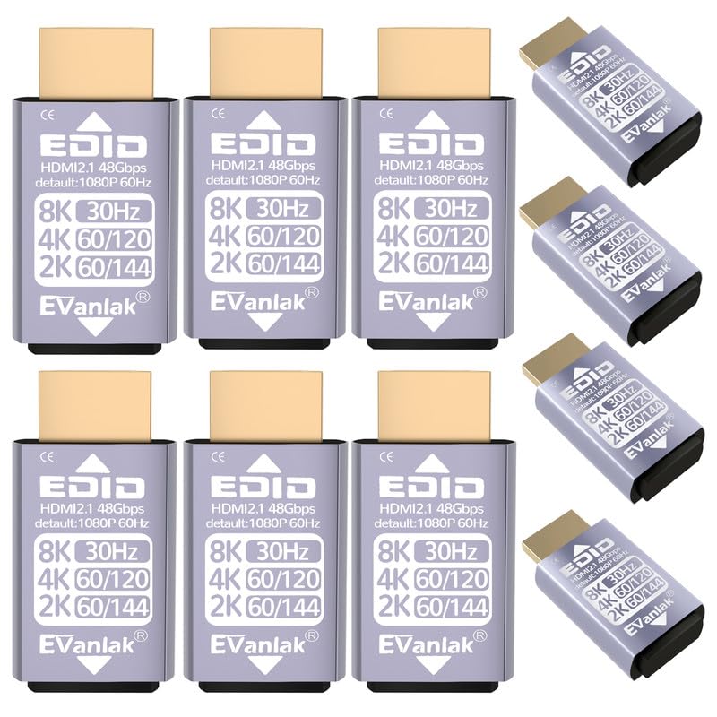 EVanlak DMI Passthrough EDID Emulator Adapter - Dummy Plug Virtual Monitor Headless Ghost Display, 1080P@60Hz to 8K@30Hz Resolution, 10 Pack