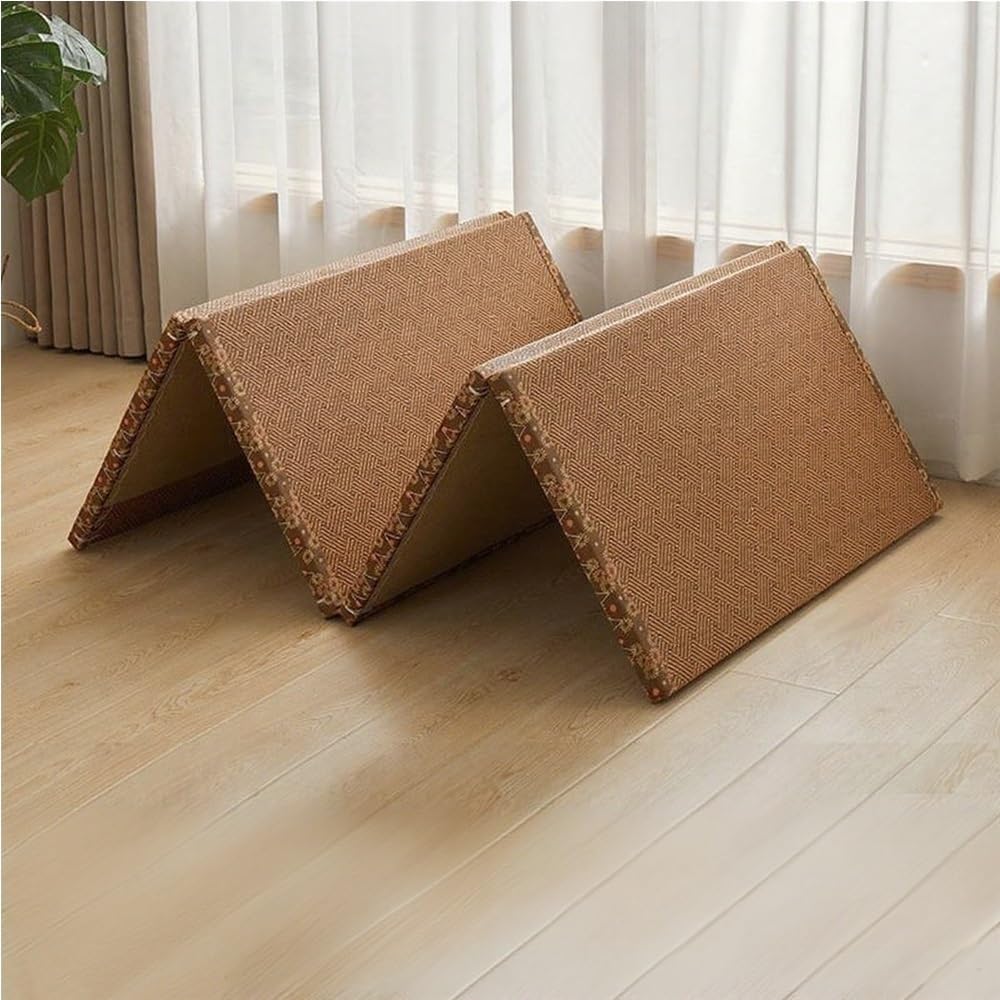 Colchón de suelo japonés plegable, con núcleo de palma de ratán, futón, ahorro de espacio, para sala de estar y dormitorio, colchón plegable de 78.7 x 47.2 pulgadas