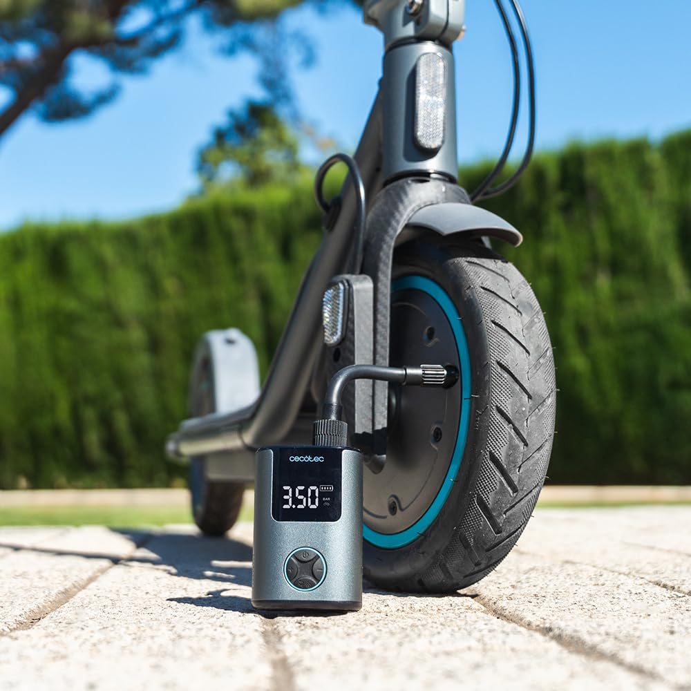 Cecotec Tragbarer Luftkompressor, kompakte elektrische Luftpumpe für Fahrrad, Motorrad, Auto und Bälle Mini Air Max, doppelter 600-mAh-Akku, Kapazität 150 PSI, bürstenloser Motor, 150 g