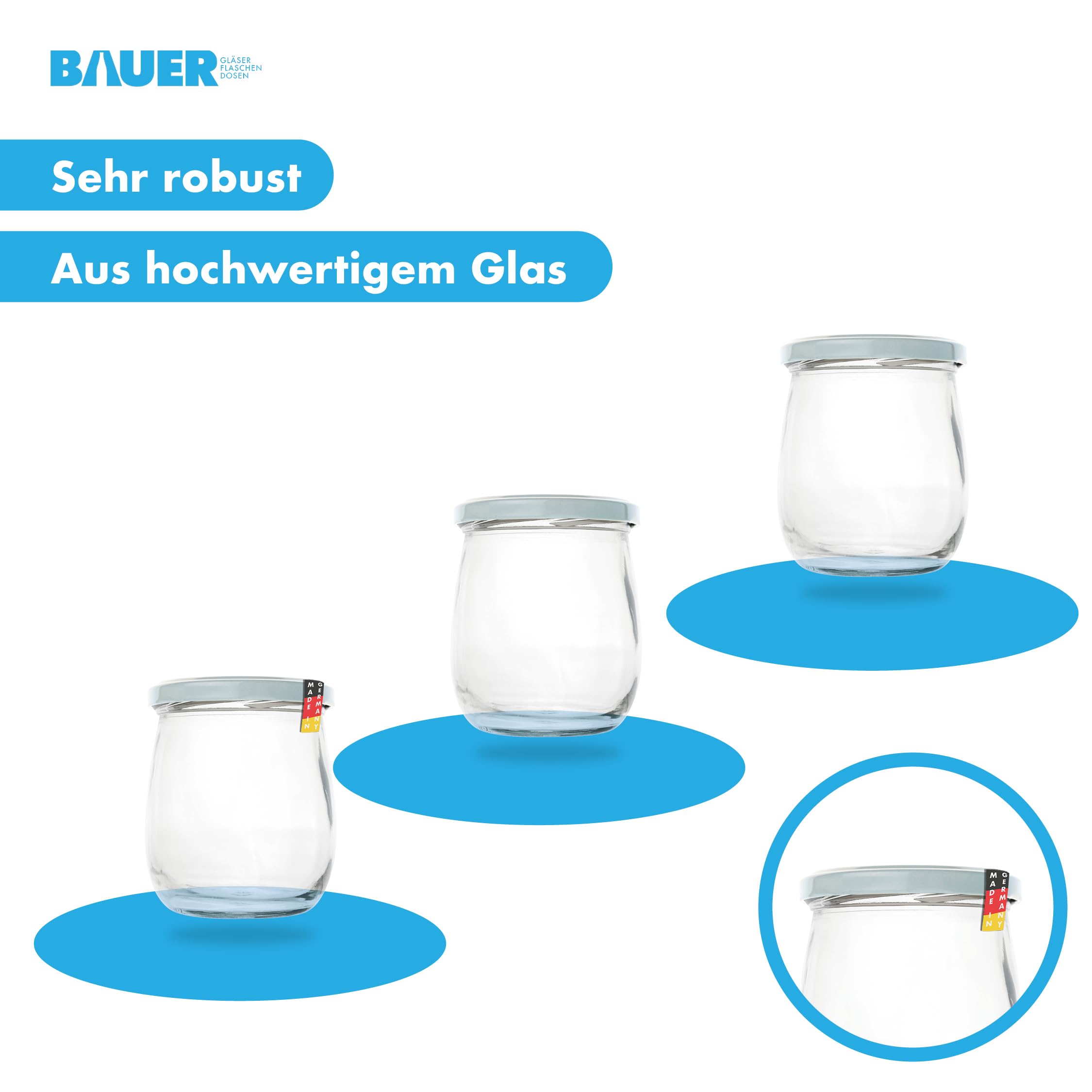 Flaschenbauer - Tarros para conservas (417 ml, 32 unidades, versátiles con práctica tapa Twist-Off TO82, perfectos para mermeladas, miel, frutas, verduras, varios colores y juegos), color blanco