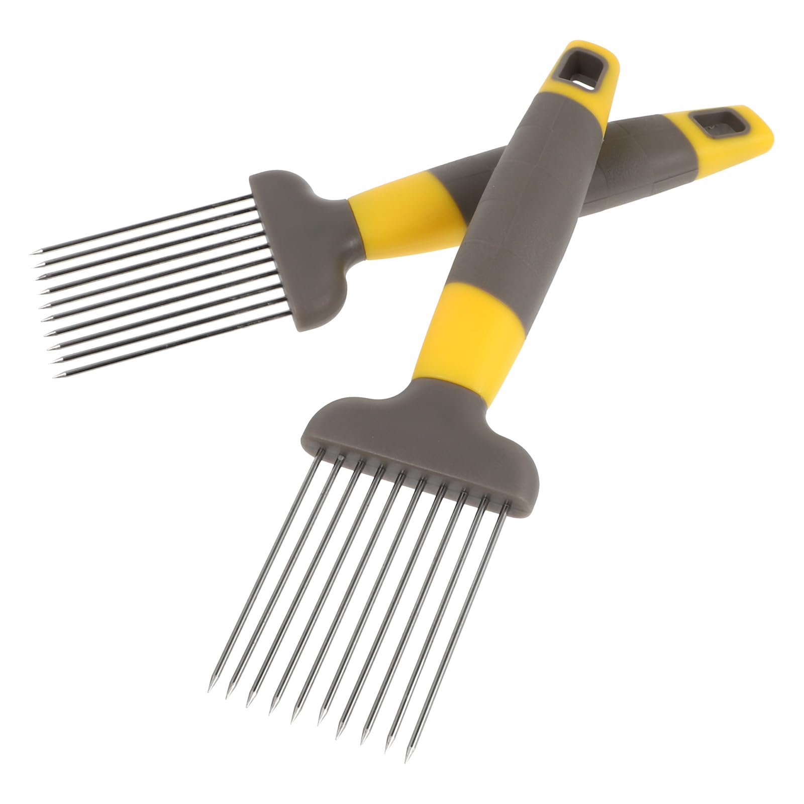 Homoyoyo Stainless Steel Onion Needles and Holder for Slicing, Multi-functional Kitchen Tools for Vegetable and Meat Slicers, 2pcs Set, Food Preparation Accessories for Home Random Color