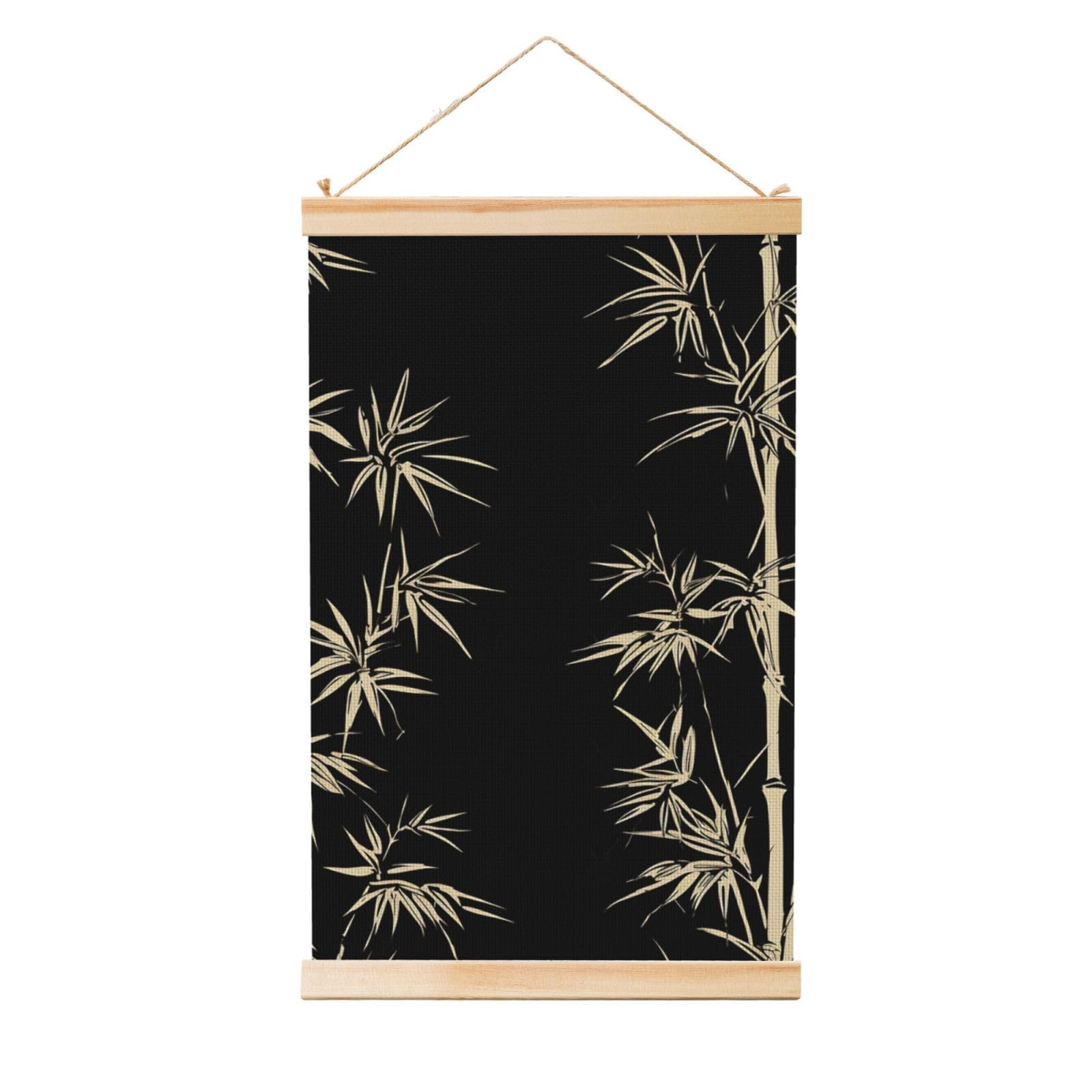 Asian bamboo Poster Wooden Shaft Hanging Poster Wall Hanging Banner Canvas Artwork with Wood Frames 20"x30" Modern Artwork Decor Ready to Hang Wall Art for Home Decor Scroll Painting