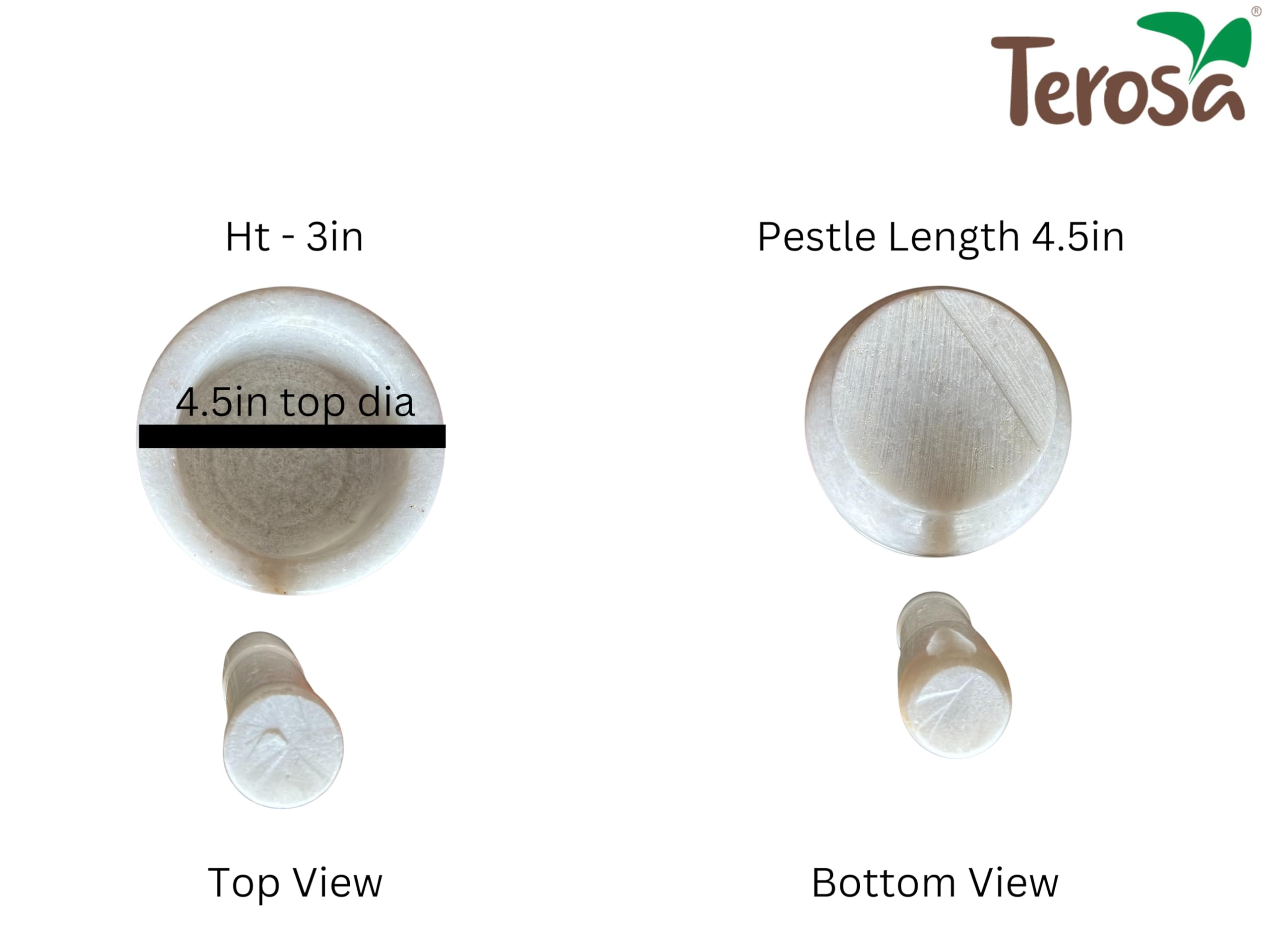 Pearl White Kundi or Mortar Pestle Set or Ohkli Musal or Idi Kallu or Spice Grinder - Semi Polished - Std - 4.5in dia - Image 3 thumbnail