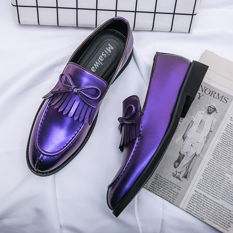 white christmas dresses Mens Regal Purple Baroque Embossed Velvet Dress Loafers Shoes After Midnight 7017 8.5