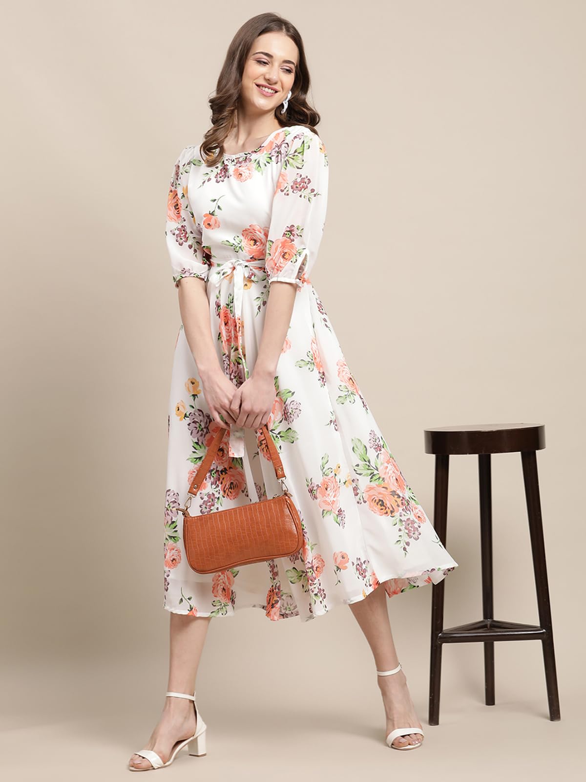 Tee Projekt Women White Rose Garden Maxi Dress