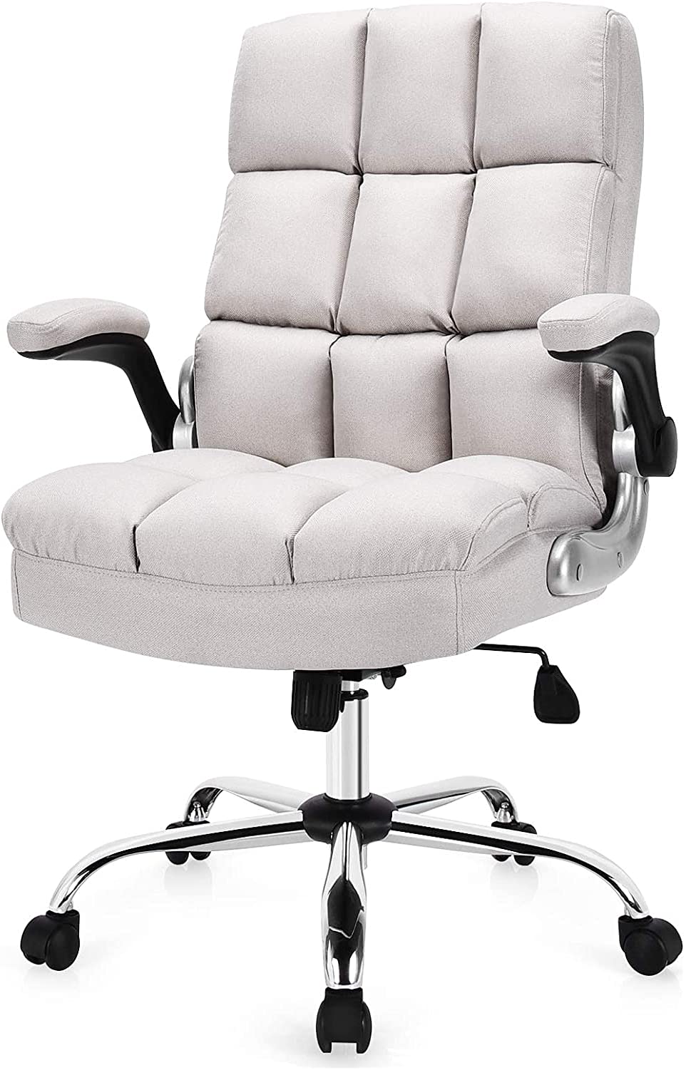 Sedia Ufficio GIANTEX Con Poggiapiedi Retrattile - Schienale Reclinabile 155° - Braccioli Regolabili - Girevole 360° - Khaki, Portata 136kg