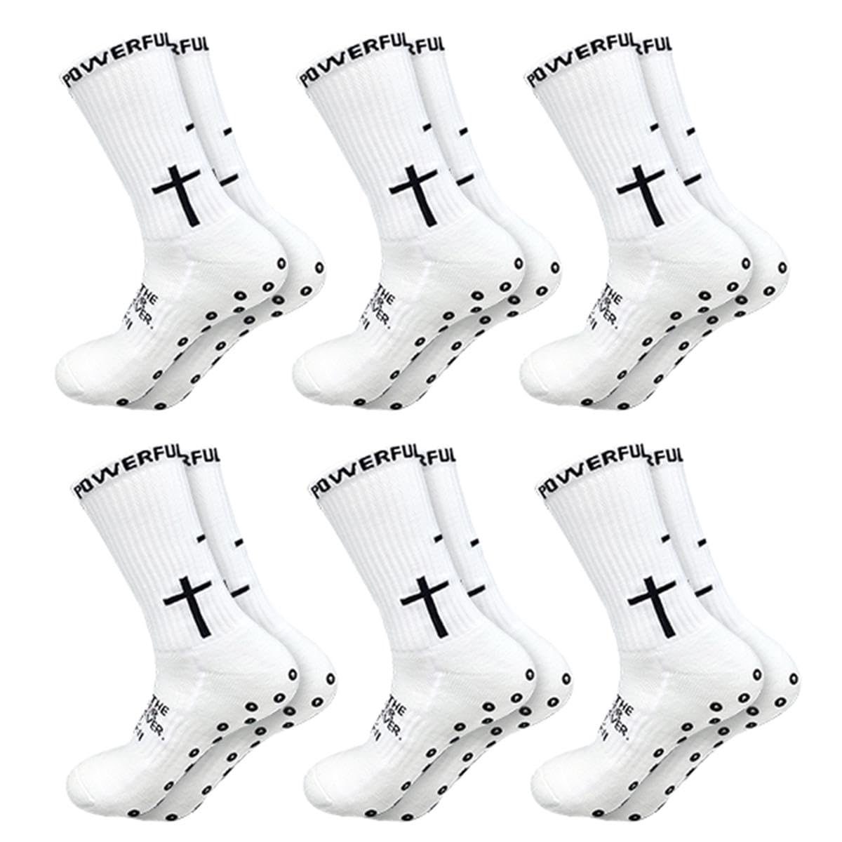 Grip Cross Sock, Unisex Sports Anti-Slip Grip Socks with Rubber Dots for Yoga for Soccer Gift for Sport Football Basketball, Pure White, Medium