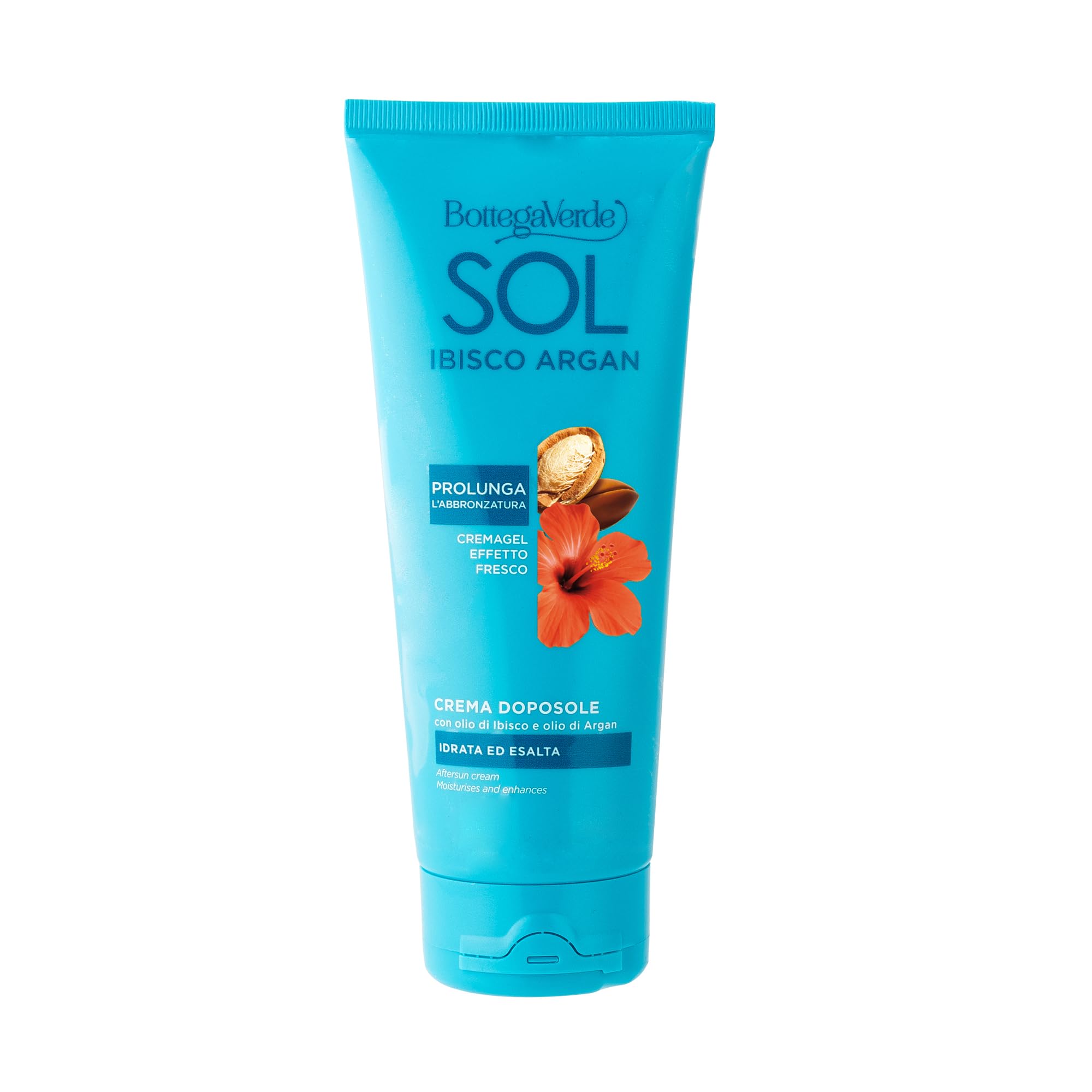 Bottega Verde - SOL Ibisco Argan, Crema Doposole Corpo, 200 ml, Idrata, Rinfresca ed Esalta l'Abbronzatura
