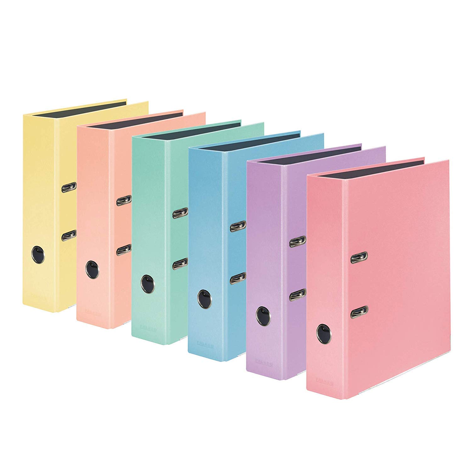 Falken PastellColor-Ordner 8 cm breit (6er Pack) DIN A4 Pastell-Farbe sortiert (flieder, minzgrün, pfirsich, vanille, himmelblau, pink)