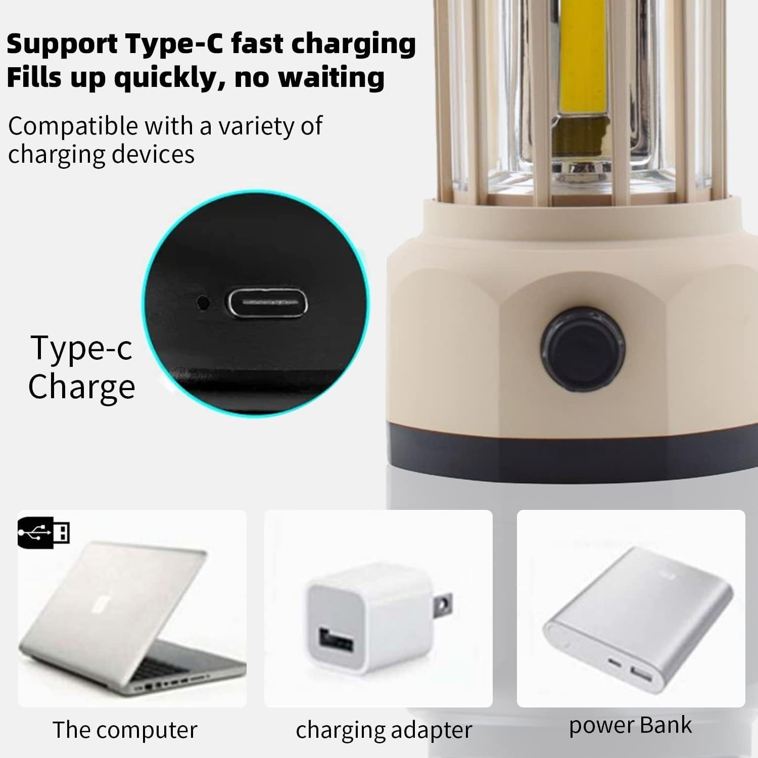 Lanterne de camping LED avec variateur d'intensité, lumière USB rechargeable, lampe de tente portable et étanche pour éclairage d'urgence, pêche, randonnée et pannes de courant