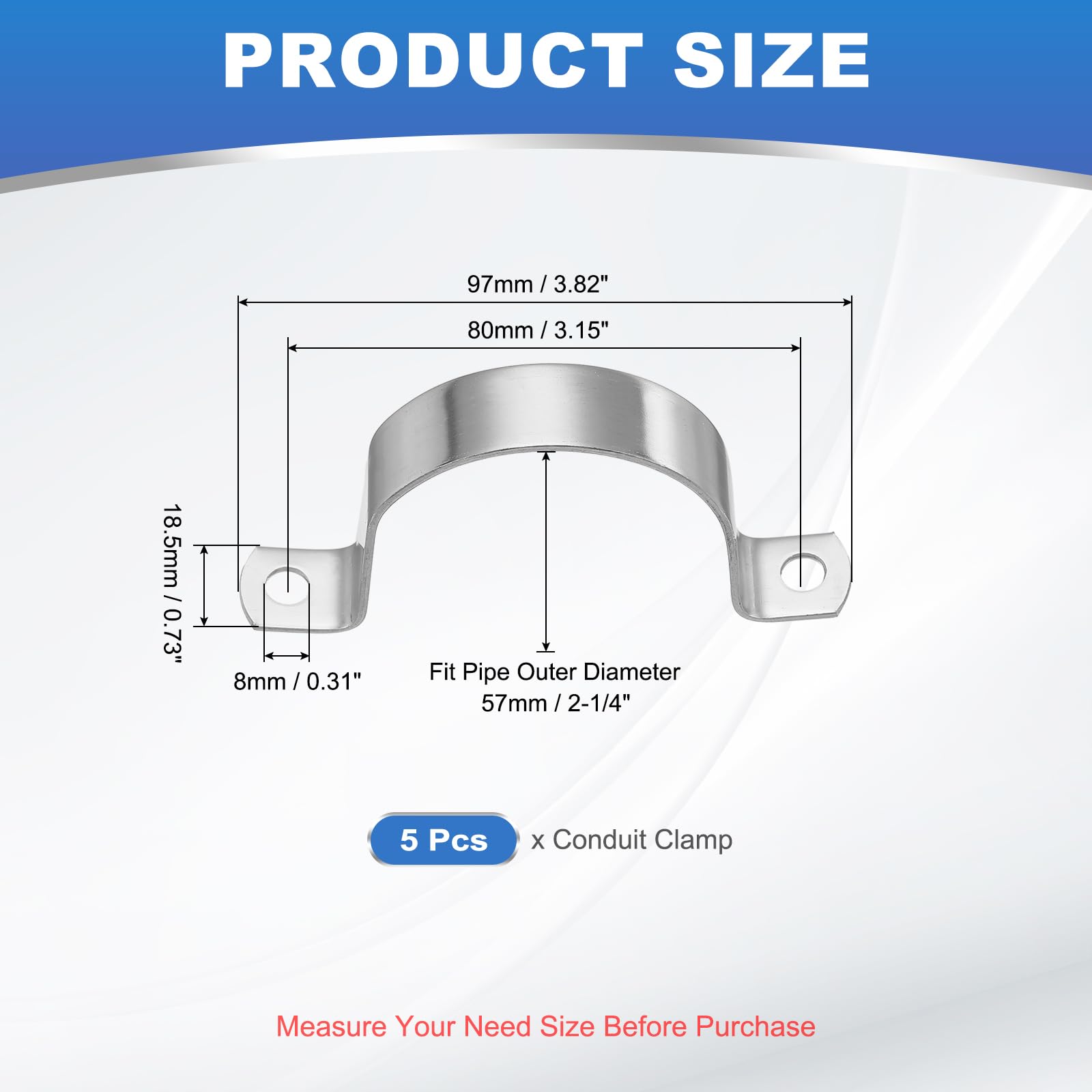 PATIKIL 57mm Rigid Pipe Strap - Image 2