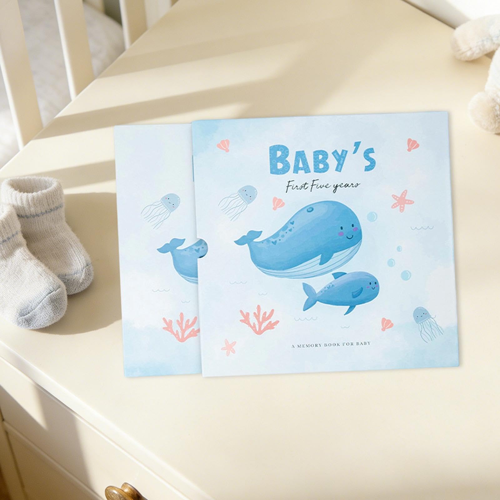 Colcolo Album dei Ricordi, diario, Regalo per Shower, dalla Nascita Fino Ai 5 Anni, per Neonati, per Documentare, Balena