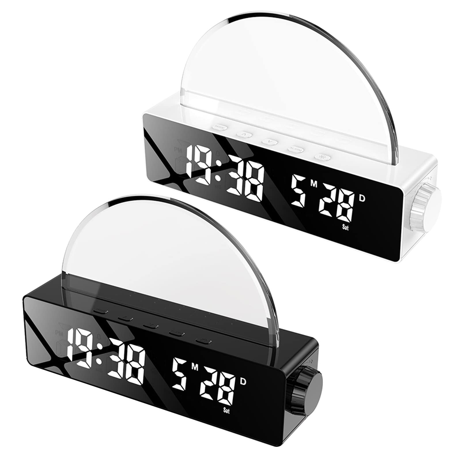 Reloj digital LED con luz atmosférica, temperatura, fecha, reloj despertador digital para dormitorio, simulación de relojes digitales para dormitorios