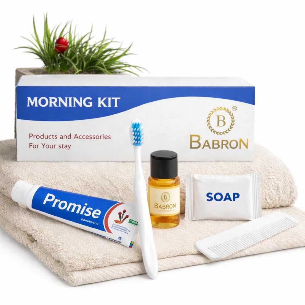 Premium morning Kit (Set of 25 Boxes) | Complete Guest Toiletries Kit with Shampoo, Dental Kit, Soap & Comb | Perfect for Hotels, Marriage Halls, Guest Houses, Resorts & Hospitals