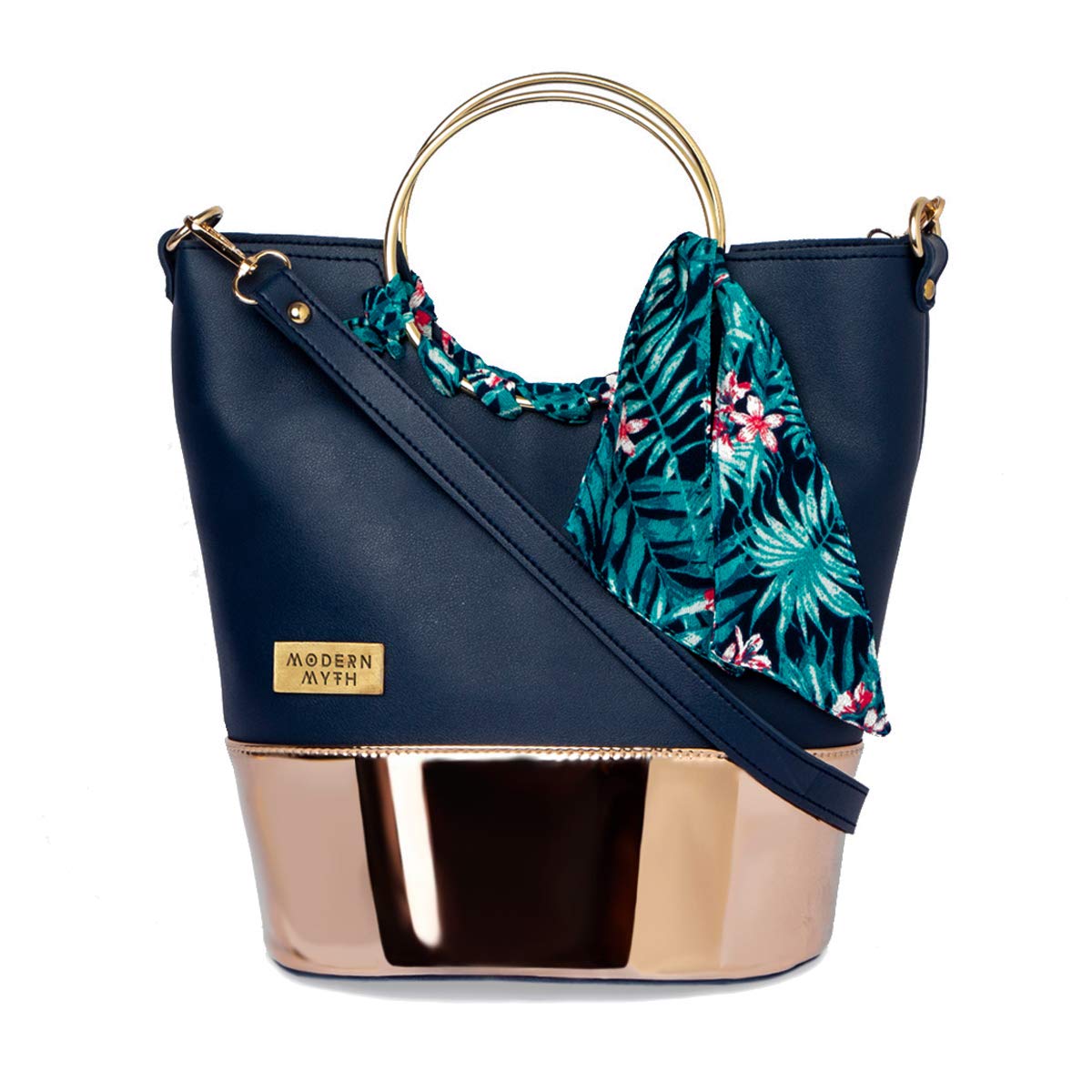 Modern Myth Tropical Bucket PU Material Solid Casual Sling Bag for Women with Blue Floral Print (B0862DDTKT) Amazon Price History, Amazon Price Tracker