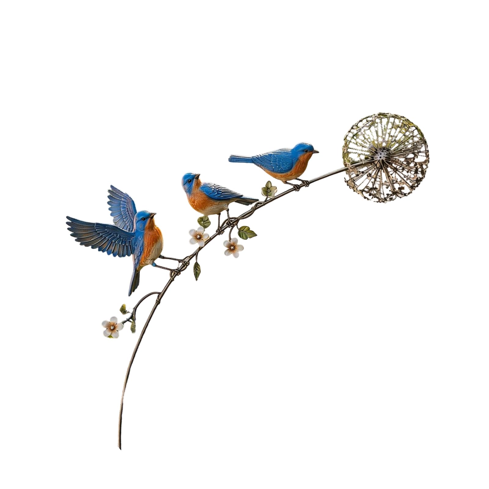Garden Bed Stake Ornament with Orb Accent, Metal Garden Decor for Walkway Border, Outdoor Yard Display Accent Area Outdoor Stake Decoration Metal Yard Ornament Patio Bed Decor Border Walkway Orb
