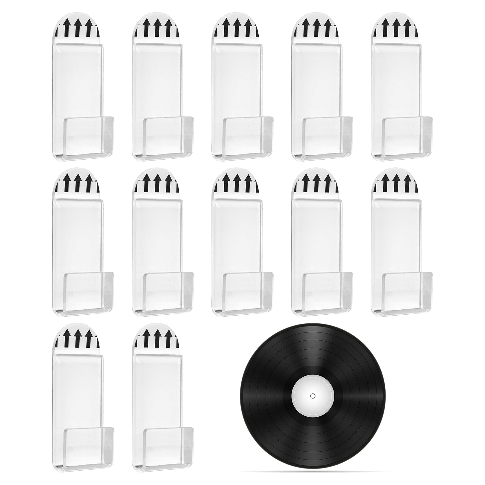 12 Supporti Da Parete Autoadesivi In Acrilico Nero Per Vinili, Album, CD, Riviste E Cards - 2