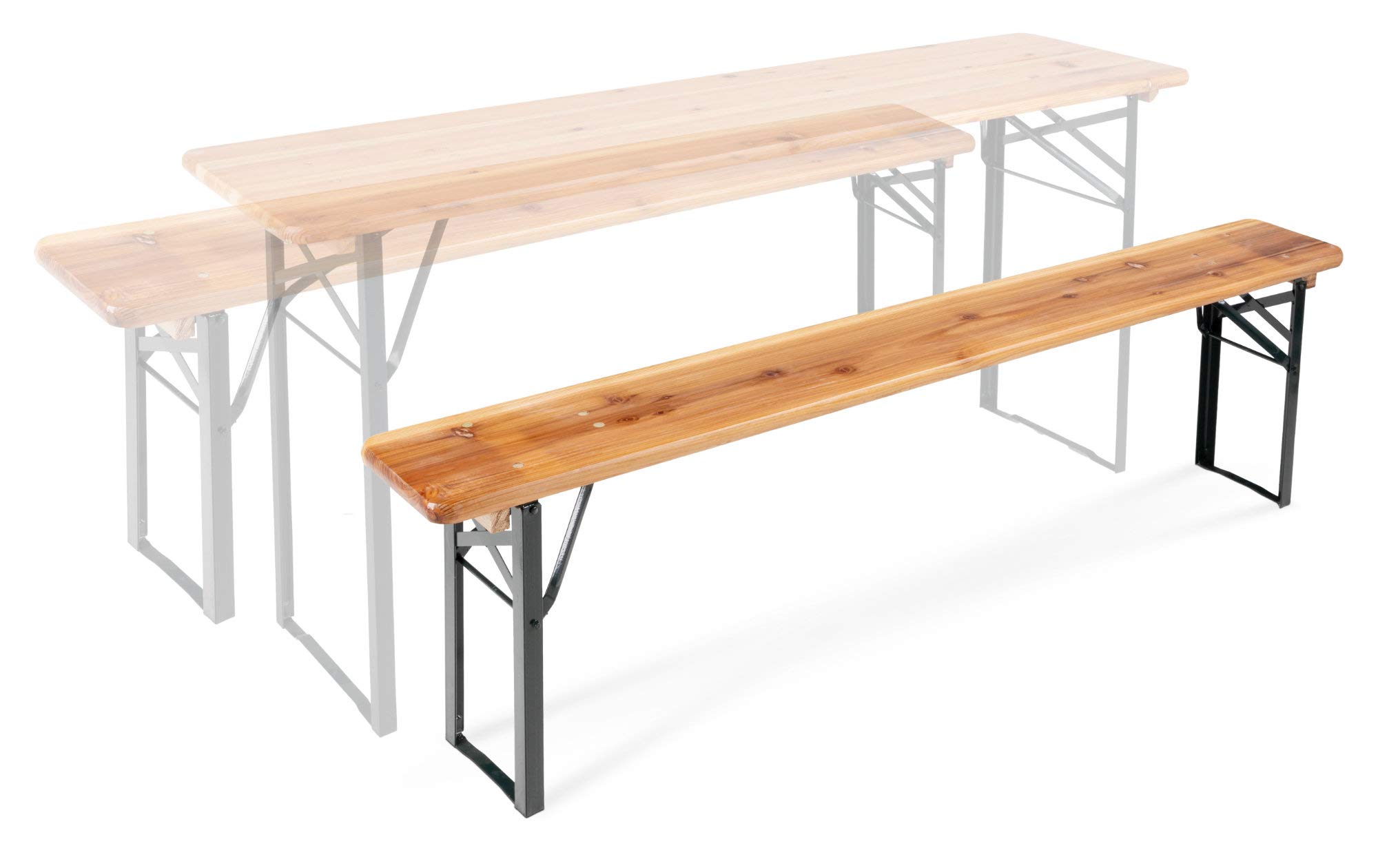 Stagecaptain BBB-180 Hirschgarten Panchina Da Birreria 177 cm Natur 4x Set | 4 robuste, lunghe panche da birra, Cerniere metalliche stabili, facili da aprire/chiudere, Superficie verniciata, 5 x 47