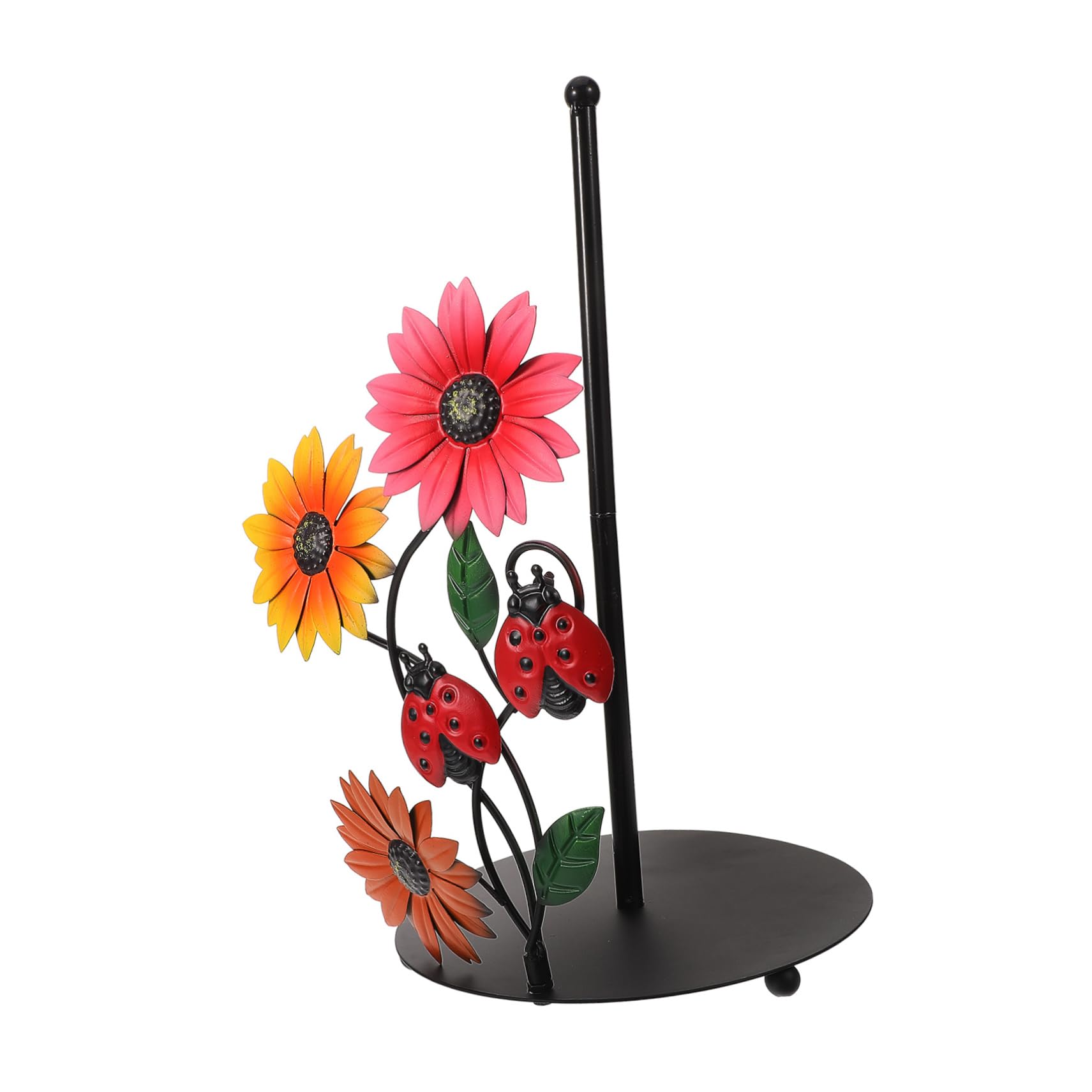 NUOBESTY Küchenrollenhalter Eisen Dekorativer Papierspender im Sonnenblumen Design Freistehend für Arbeitsfläche Platzsparend und Funktional