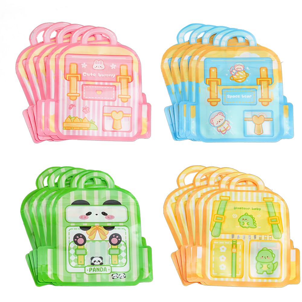 Miupoo Kids Goodie Candy Party Favor Bag,Christmas Easter Goodie Halloween Treats Bags,Sandwich Chocolate Cookies Bag for Birthday,Reusable Ziplock Snack Bags,8×7Inches,20Pieces.