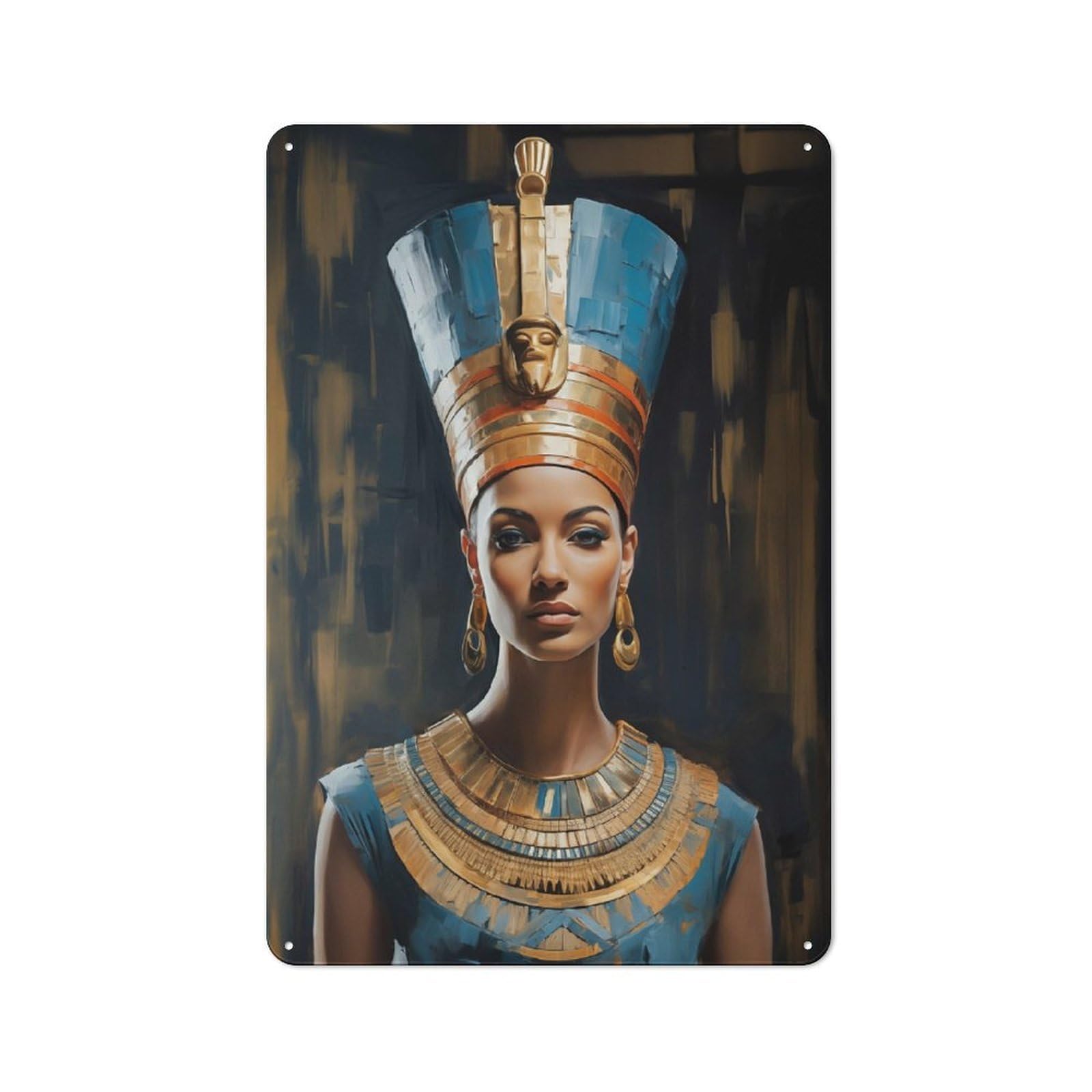 Junmoney Style-9 Country Metal Sign With Nefertiti Egyptian Queen Portrait Design 30X20cm, Barn Style Farmhouse Wall Decor For Farmhouse Kitchen, Pantry Or Dining Area