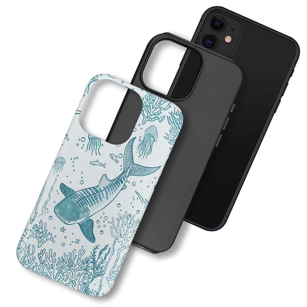 SmaMZ for iPhone 12/iPhone 12 Pro Case, T2 Whale Shark A01 Shockproof Rugged Cover Dual Layer Soft TPU Hard PC Bumper Case Design for iPhone 12/iPhone