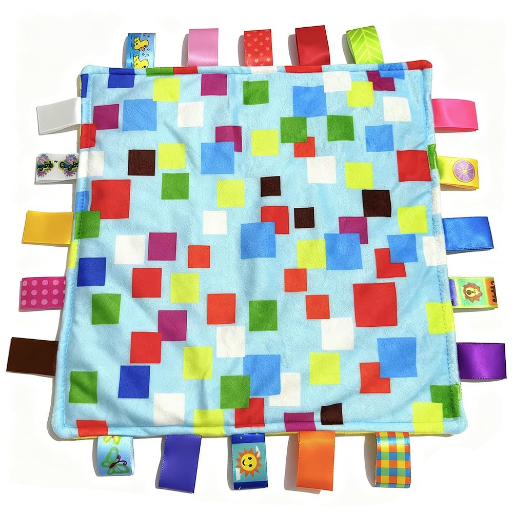 G-Tree 1PC tags morbide giocattolo del bambino etichetta multicolore, placare giocattolo telo di stoffa, coperta colorata mini moda carino Cogliere Confortante multifunzionale Coperta (blu)