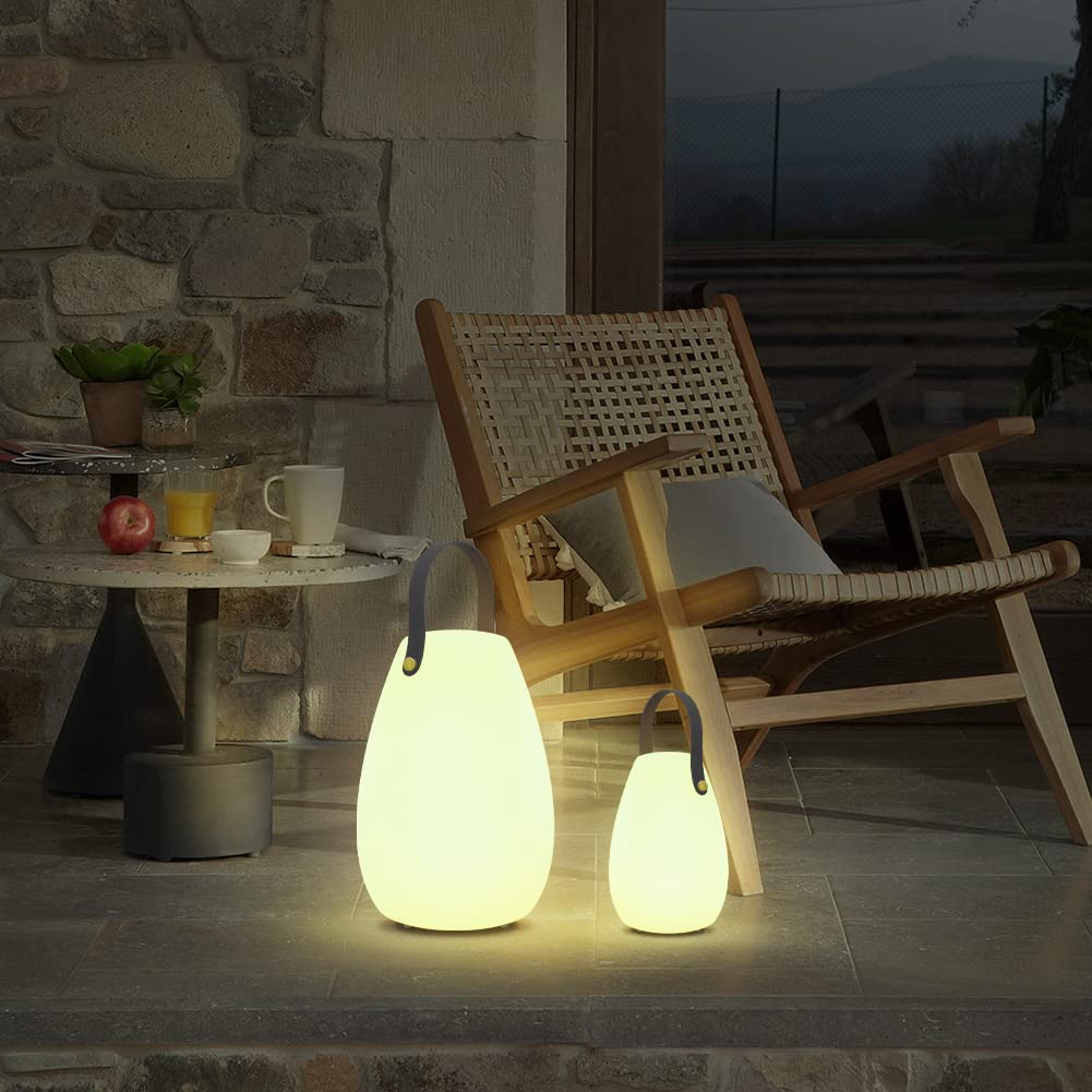 MALUX 2 Stück LED Outdoor Lampe Kabellose Tischlampe Dimmbare IP44 Campinglampe mit Fernbedienung für Garten Terrasse Balkon Hof Camping Ferienhaus