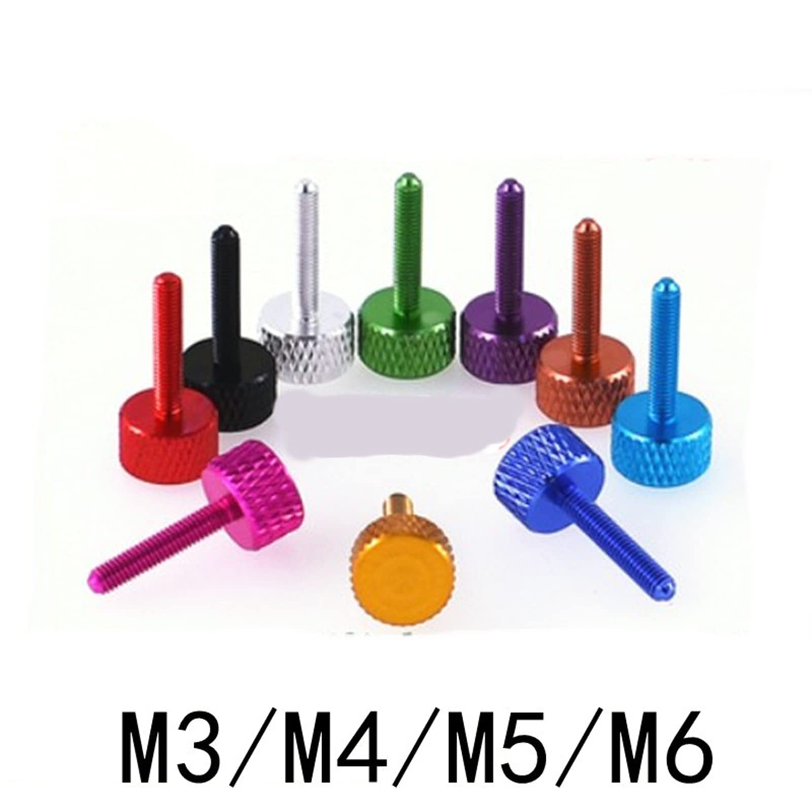 5pcs M3 * 5-50 lega di alluminio colorato a testa piatta zigrinata a mano pollice vite per Computer Case, Vino rosso, M3x5mm