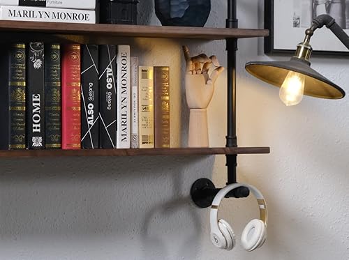 Miniatura 5 de Estantes de pared de tubería industrial con tablón de madera real, estantes flotantes de 48 pulgadas para pared, estantes de tubería de granja,