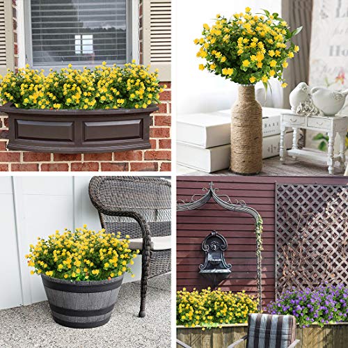 Haplia 6 Bundles Artificial Flowers, Fake Artificial Greenery Uv Resistant No Fade Faux Plastic Plants For Wedding Bridle Bouquet Indoor Outdoor Home Garden Kitchen Office Table Vase (Yellow) #TOP2