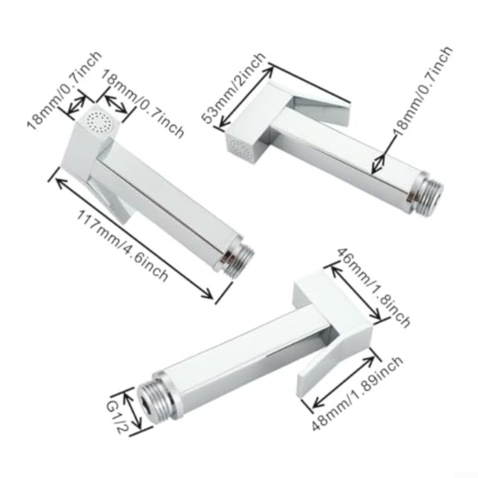 Arnto Quality Tool - Kit spruzzatore per bidet quadrato ad alta pressione in lega di zinco cromato con tubo da 1,5 m per pulizia del bagno e igiene personale