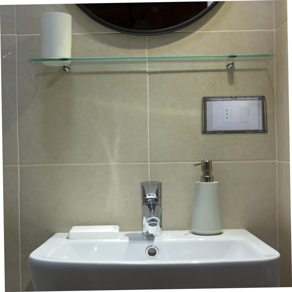 Weatherproof Outlet Box Cover Type Adhesive Socket Protector Acrylic Easy Installation Design for Double Position Bathroom Home Safety