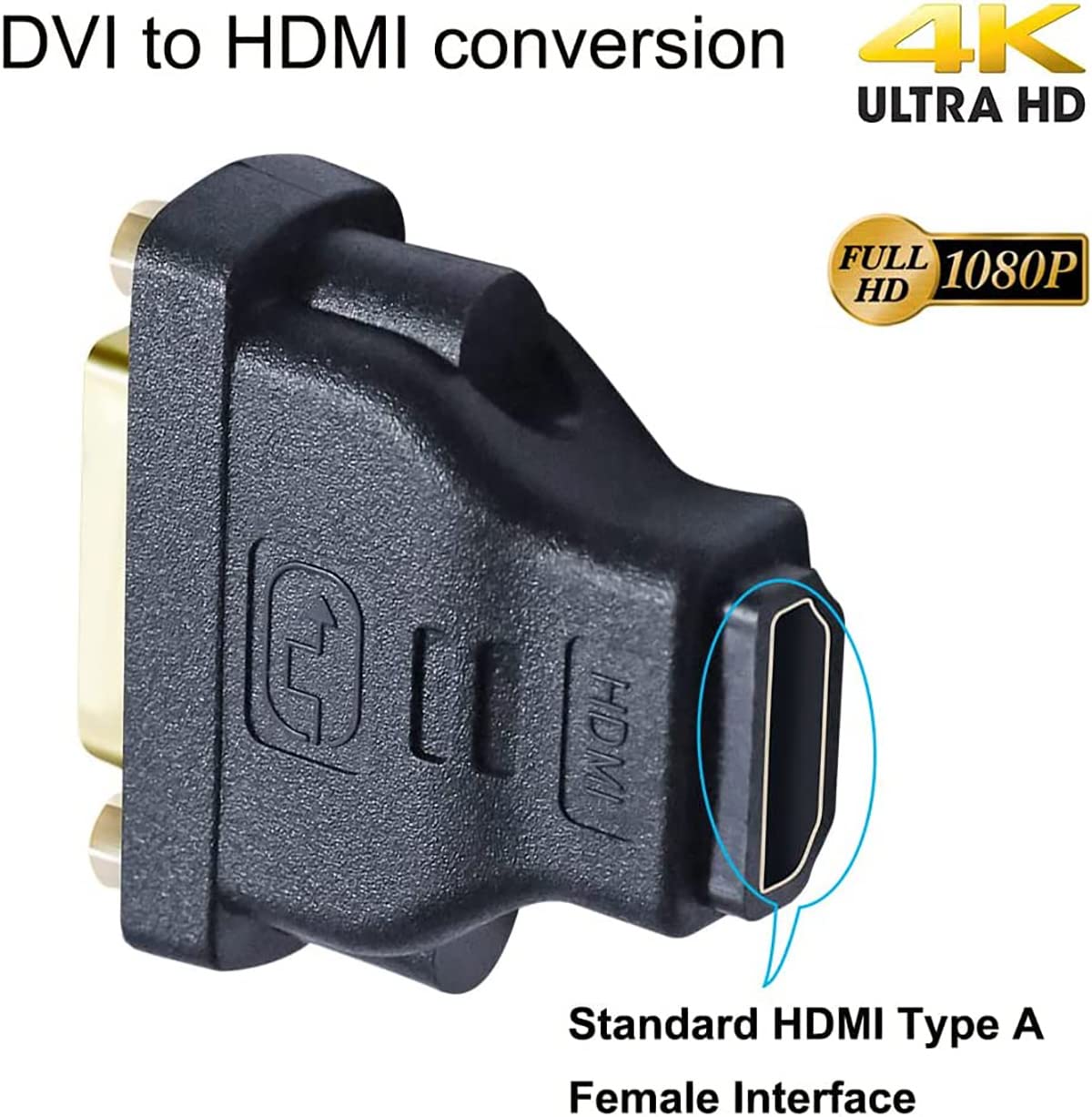 DTech DVI Femmina a HDMI Femmina Adattatore Bidirezionale HDMI a DVI-I Convertitore 24+5 Porte 4K 1080p Video per Computer Monitor PC TV