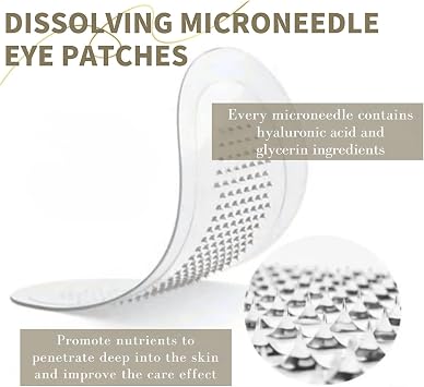 Nano Microneedle Patch for Eye,Dissolving Microneedle Eye Patches,Micro Needle Patches with Glycerin,Hyaluronic Acid-Anti-Wrinkle Under Eye Gel,Micro Needle Patches for Puffy Eyes&Dark Circles (8PCS)