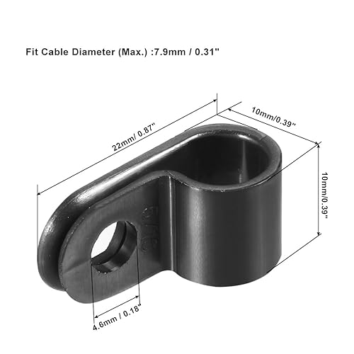 Miniatura 3 de uxcell 30 Uds Nylon R-Type Cable Clamp Organizador Cable Clips para Gestión de Cables 0.311 in Negro CC-1.5