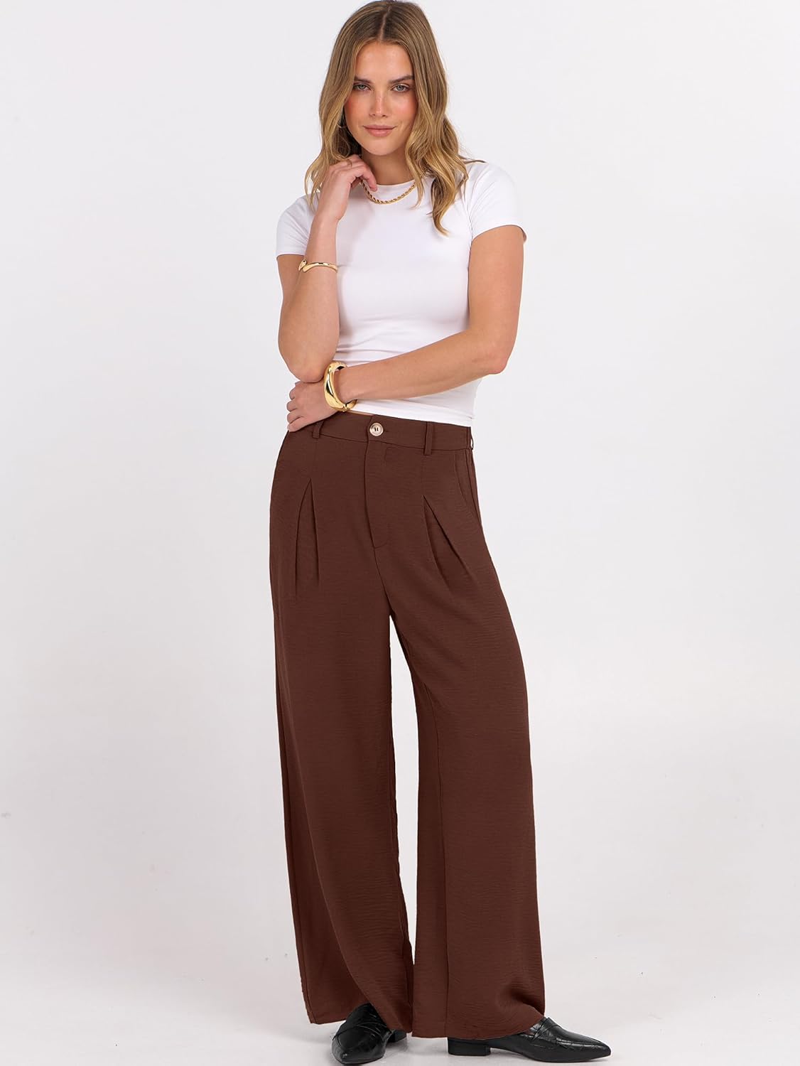 ANRABESS Women Wide Leg Dress Pants 2026 Summer High Waisted Business Casual Work Trousers Dressy Office Palazzo Pants Slacks - Image 2